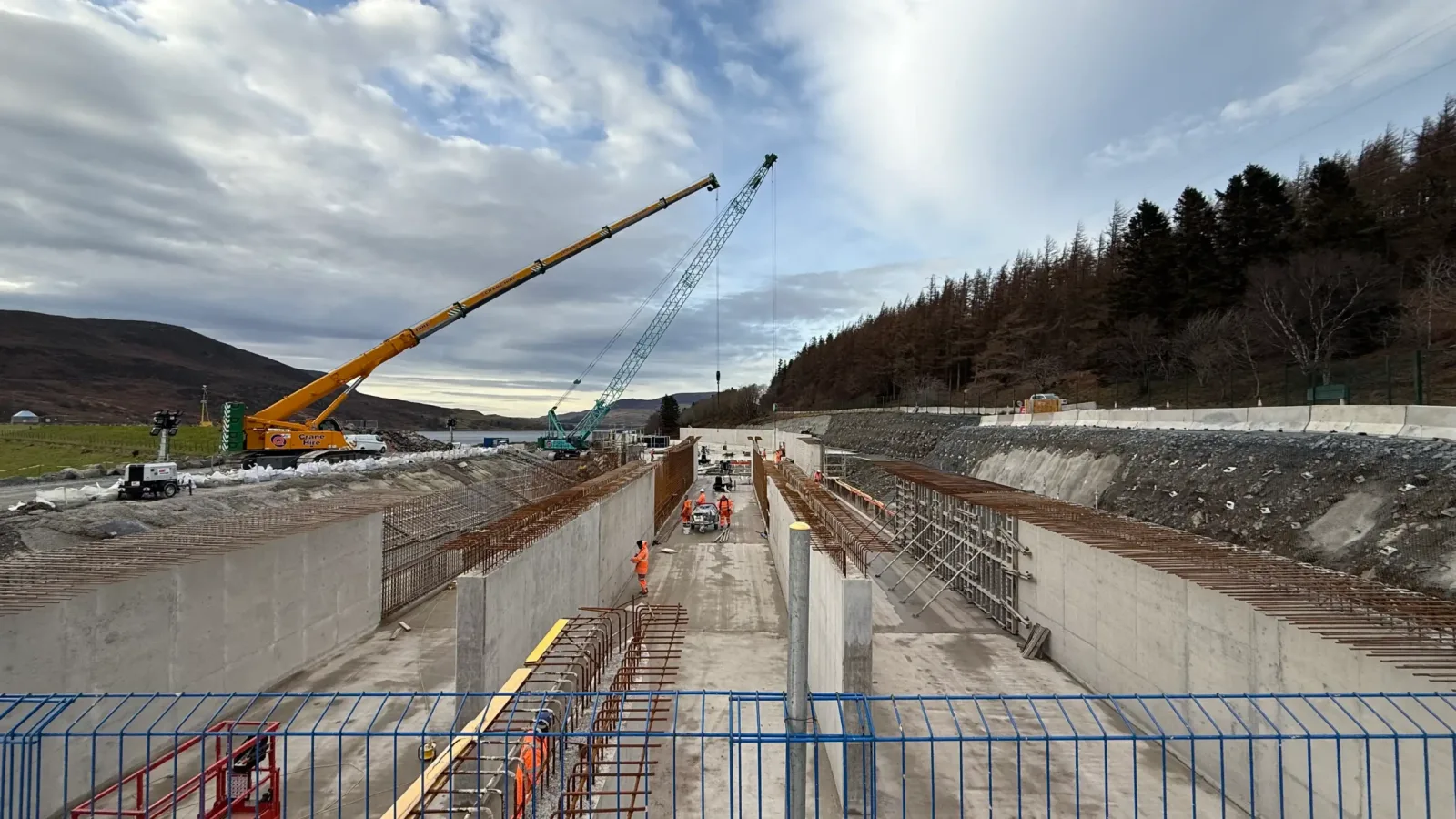 On site beside a mountain reservoir in North Wales